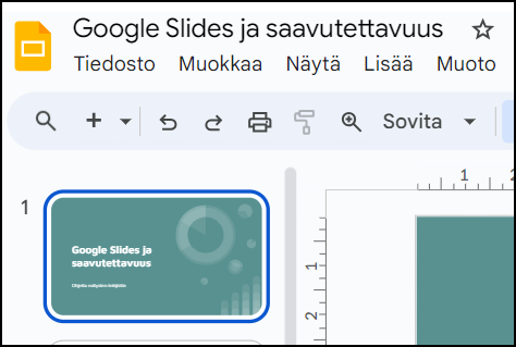 Otsikkodiassa oleva pääotsikko näkyy tiedoston nimenä.